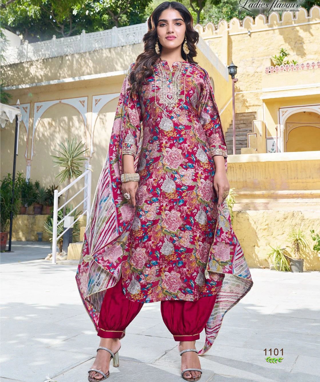 Ladies Flavour Saachi Modal Chanderi Print Readymade Salwar Suit Wholesale Catalog